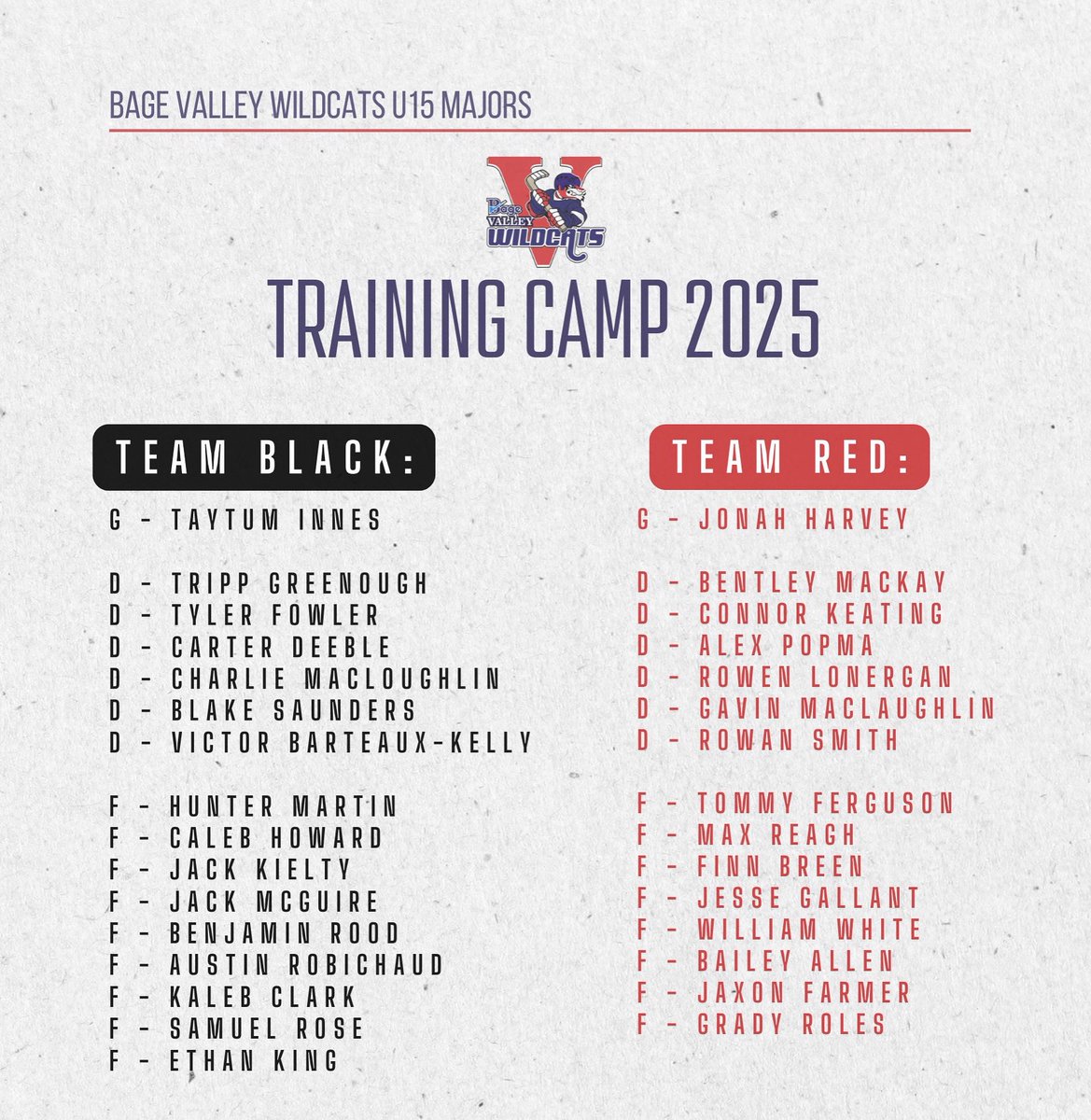 Intrasquad games kick off tonight!

Here are the rosters for teams 🔴 and ⚫️