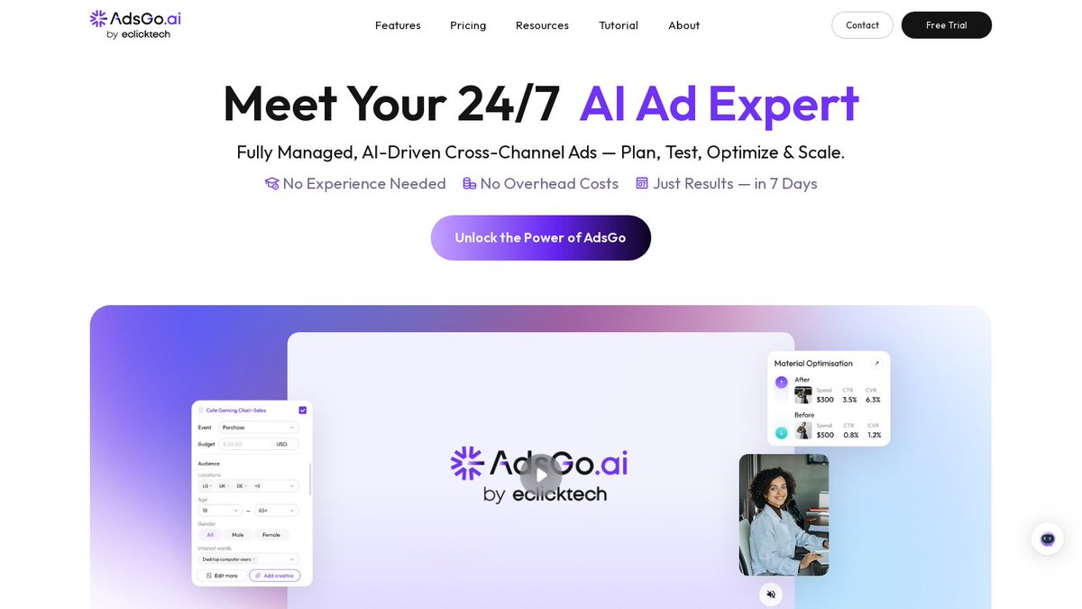 automate_tweak's tweet image. Streamline your ad campaigns with AI-driven automation! 🚀 Say goodbye to complicated setups—#AdsGoAI lets you launch cross-channel ads effortlessly while optimizing performance 24/7. #AdEfficiency automateandtweak.com/tool/adsgo-ai/