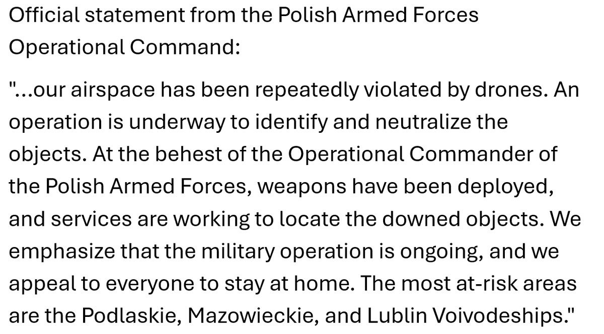 t_pugacewicz's tweet photo. A breakthrough in 🇵🇱#Poland's and #NATO's approach to 🇷🇺#Russian #drones! Poland became the first NATO country to #shootdown Russian drones violating Polish/NATO airspace. https://t.co/vj6g3tQXXn