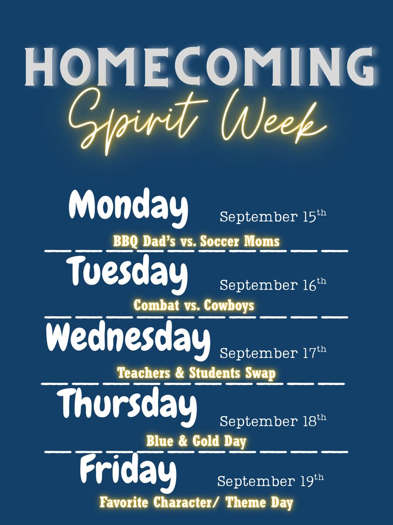 Show your school spirit next week for HOMECOMING!