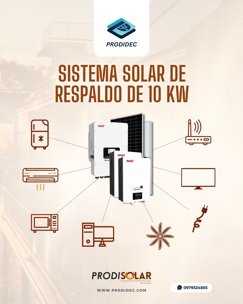 Prodidec's tweet image. Pronto en stock. Nuestros Kits de respaldo y ahorro.
Desde 6KW hasta 20KW en residencial. ✅
