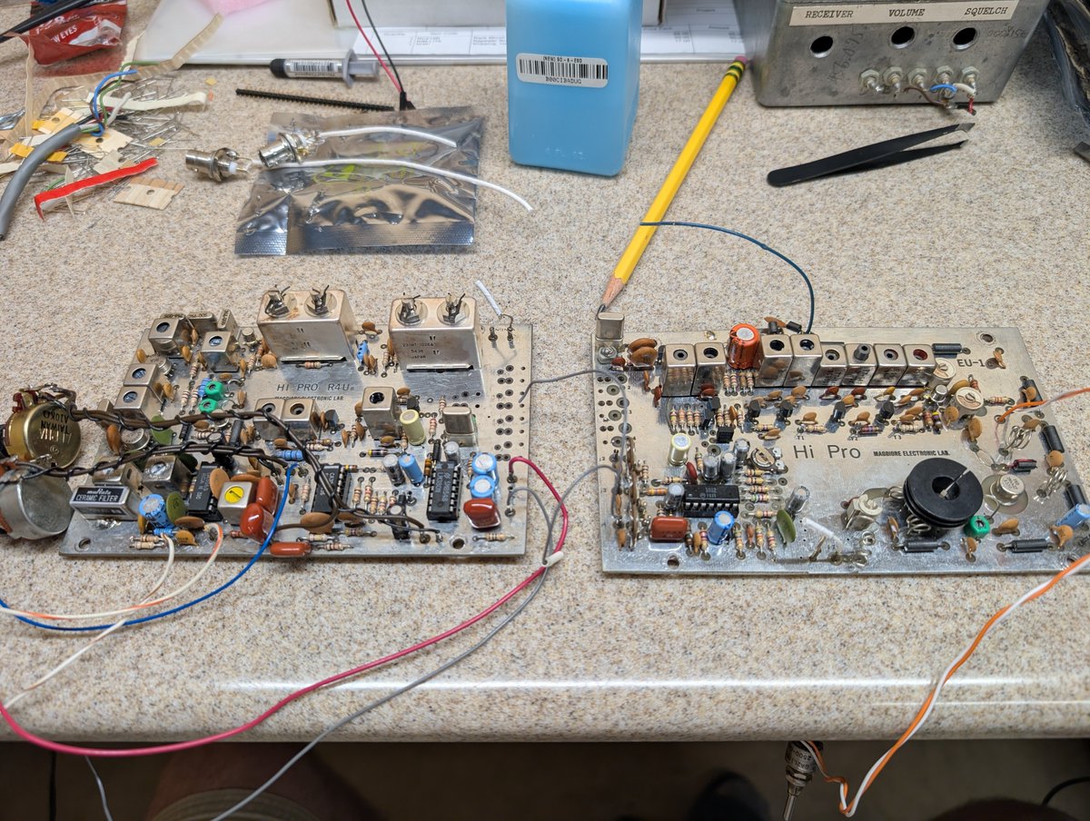 Time to revive some old Maggiore Electronics Lab repeater boards, and bring them into the current tech with ProgRocks from the crystal inputs.