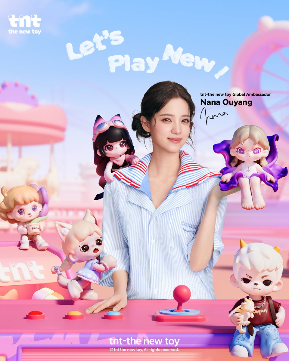 tntはただのコレクションではなく、
日常の中で予想外を発見すること。
新しい突破、解き放たれるアイデンティティ、
ひらめきの一瞬が新しいトイを生み出す——
小さな驚きが、ありふれた日常を特別に変えていく。

このたび <a href="/nanaouyang/">Ouyangnana</a> が
tnt – the new toy