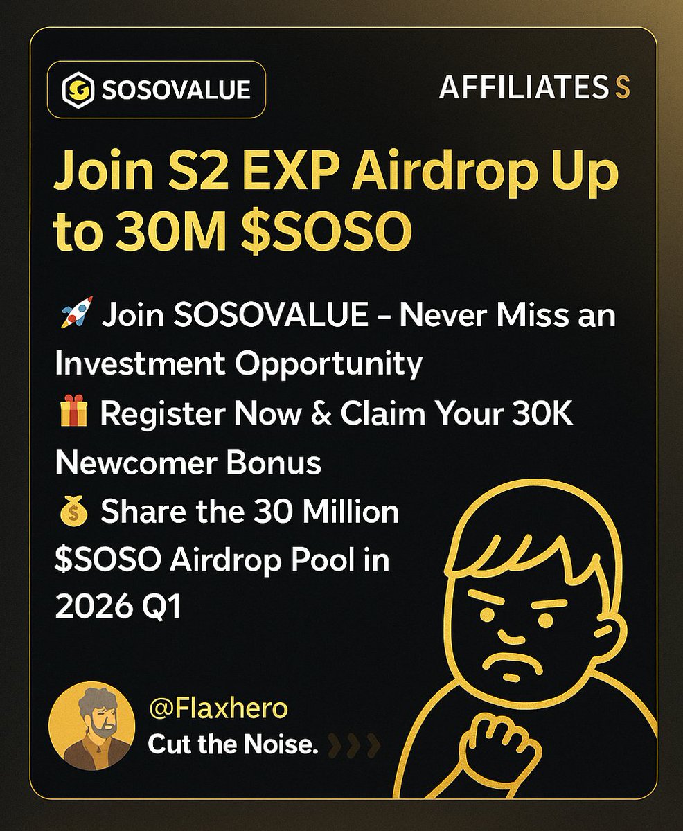 kaitorapper's tweet photo. 🚀 Join SOSOVALUE - Never Miss an Investment Opportunity
🎁 Register Now &amp; Claim Your 30K Newcomer Bonus 
💰 Share the 30 Million $SOSO Airdrop Pool in 2026 Q1

🎁 Exclusive Limited Offer: Get 30,000 EXP for the  Airdrop upon registration!
👉 Claim Now: https://t.co/zOi2mIMunp https://t.co/NbfbEcHWLb