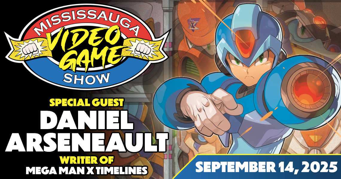 VideoGameShowca's tweet image. Meet special guest Daniel Arseneault writer of the MegaManX Timelines comic book series at the Mississauga Video Game Show 2025 THIS SUNDAY September 14.

The show features vendors selling Rare and Vintage Video Games for you to buy in person.

Tickets at videogameshow.ca