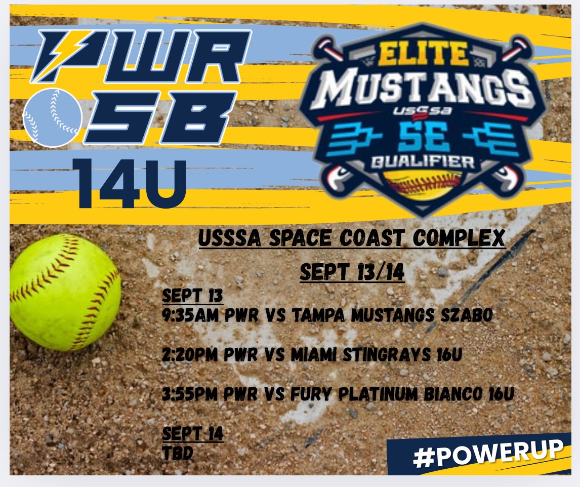 Power Softball (@powersoftballfl) on Twitter photo Kicking off our fall season right here in our own backyard at the Space Coast Complex. We are playing in the 16U division in the <a href="/USSSAFastpitch/">USSSA Fastpitch</a> Elite Mustangs SE Qualifier! #powerup Kicking off our fall season right here in our own backyard at the Space Coast Complex. We are playing in the 16U division in the <a href="/USSSAFastpitch/">USSSA Fastpitch</a> Elite Mustangs SE Qualifier! #powerup