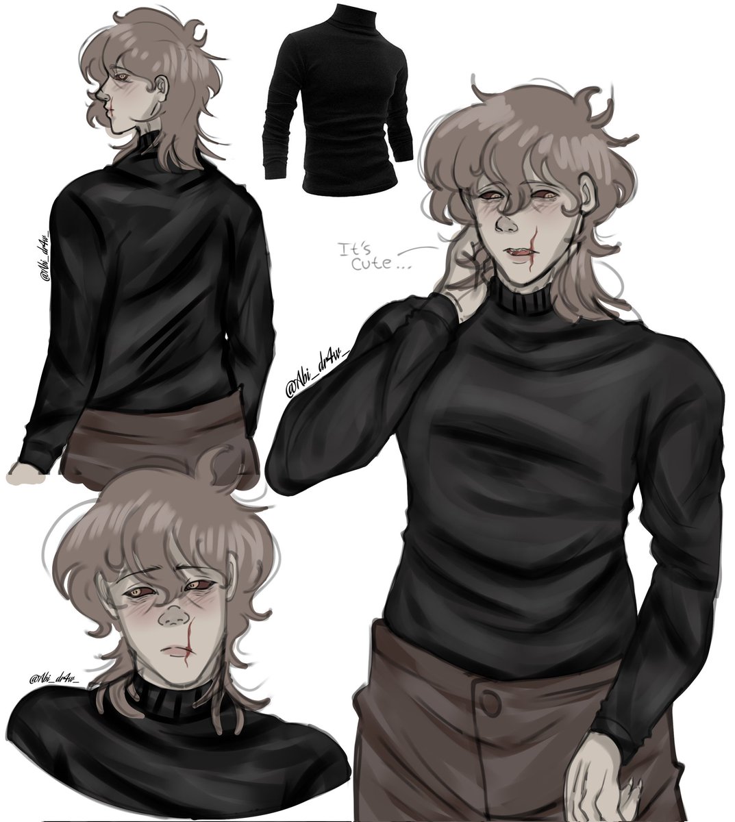 HELLO. 
A dear little person of mine asked me to draw him in those clothes so... I said why not? 👀.

#sfa #StarvingforAttention #sfacomic #zombie <a href="/snazzyNO3/">Snazzy</a>
