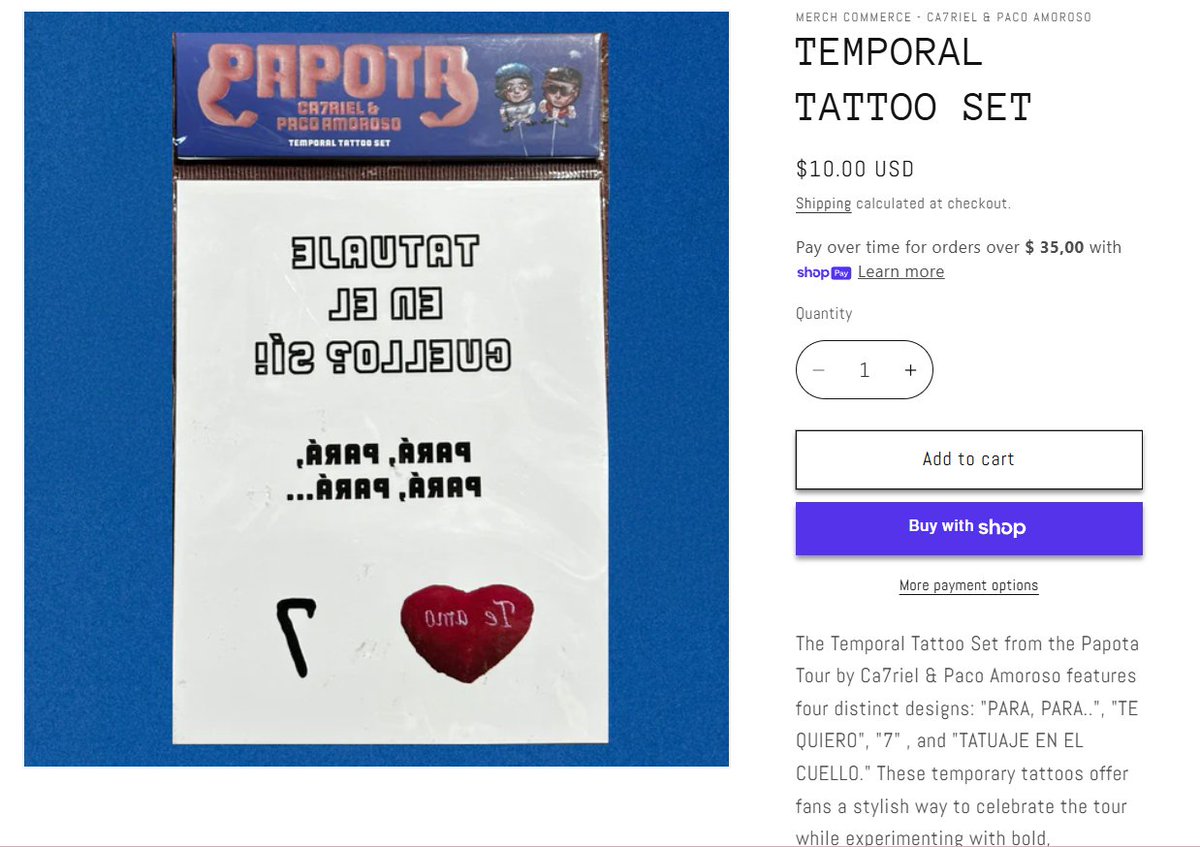 nueva merch internacional: tatuajes temporales