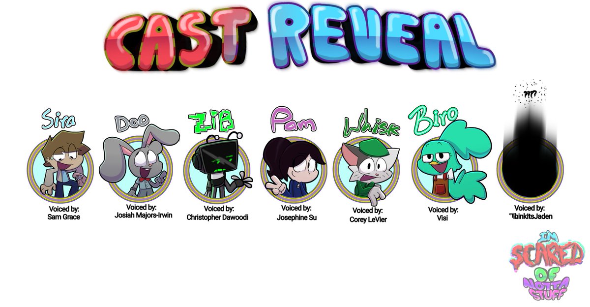 StarStudio_Prod's tweet photo. I'm Scared Of Alotta Stuff!
Full Cast Reveal!

Fully Directed by: @TurboCenix_ye 

#isoaos #indie #indieseries #series #animatedseries #animation #animation2D https://t.co/qfepyJhG1p