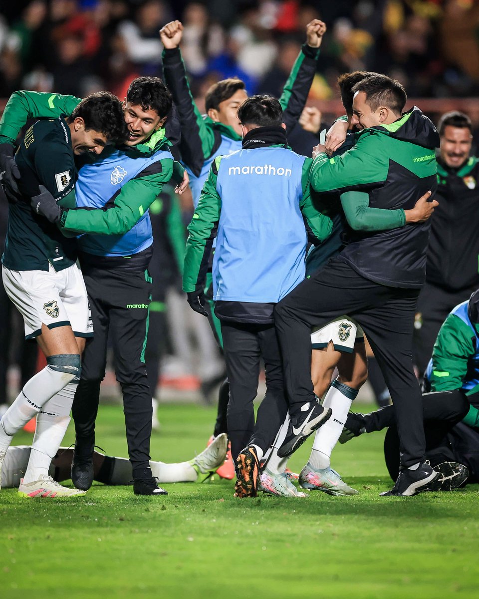 brfootball's tweet photo. Bolivia beat Brazil 1-0 at home to finish seventh in CONMEBOL World Cup qualifying and claim the intercontinental playoff spot. 

Their dream of reaching their first World Cup since 1994 is still alive 🇧🇴👏 https://t.co/ADBdBuKehQ