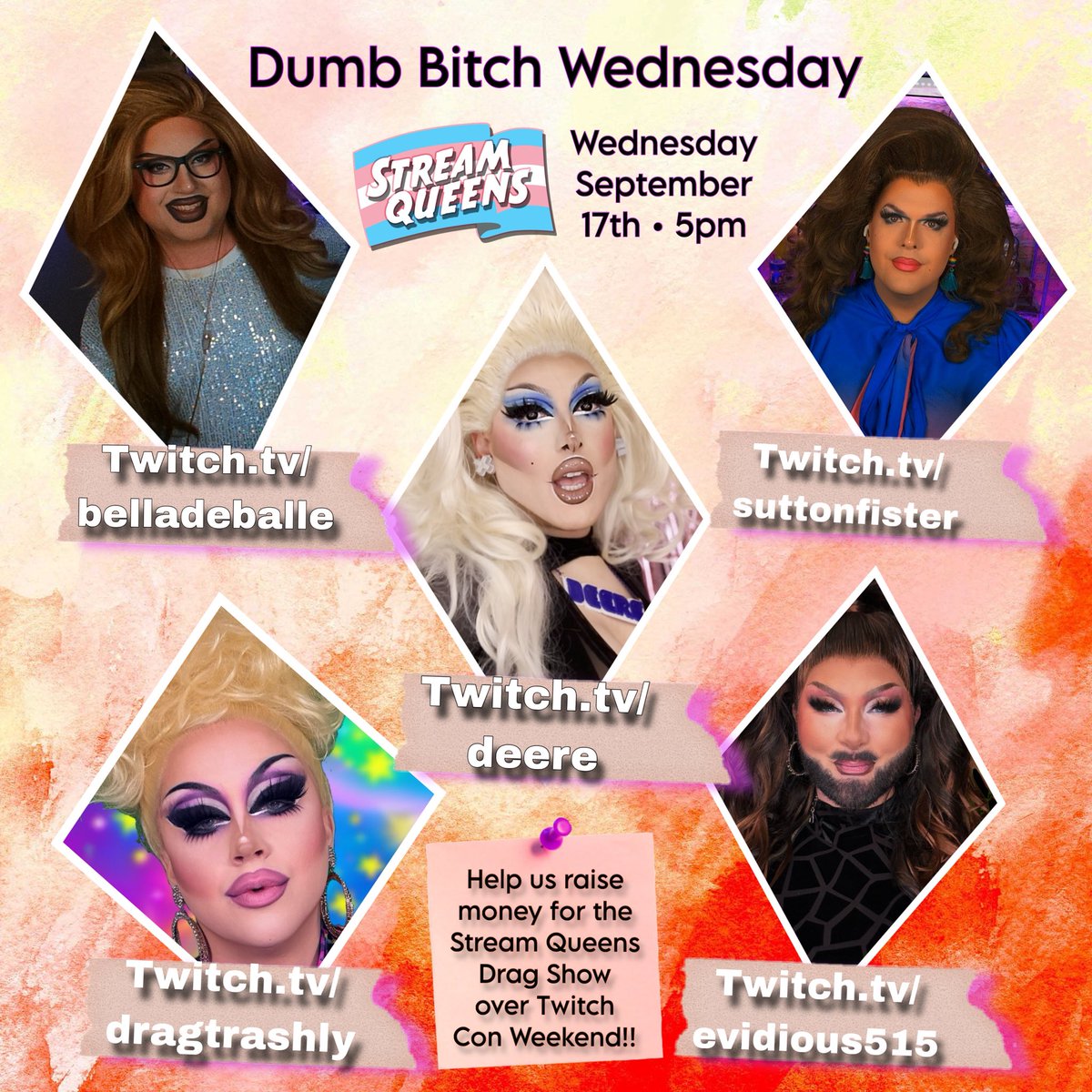 Next week with my sisters!!! Make sure to save the date and party with us on Twitch! 

Control our gameplay, chose our mugs, and let’s raise some money!!! 💕

<a href="/ItsSuttonFister/">Sutton Fister is</a> 
<a href="/dragtrashly/">dragtrashly 🔜 TwitchCon</a> 
<a href="/Evidious515/">Evidious 🔜 TwitchCon</a> 
<a href="/dearDEERE/">DEERE</a> 
<a href="/STREAMQUEENSnet/">STREAM QUEENS</a>