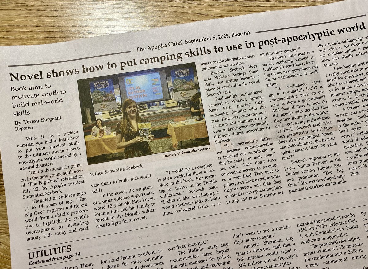 unQbdinc's tweet image. Samantha Seebeck's novel The Big One was featured in @TheApopkaChief!

A story of resilience set in Wekiwa Springs.
👉 unQbd.com