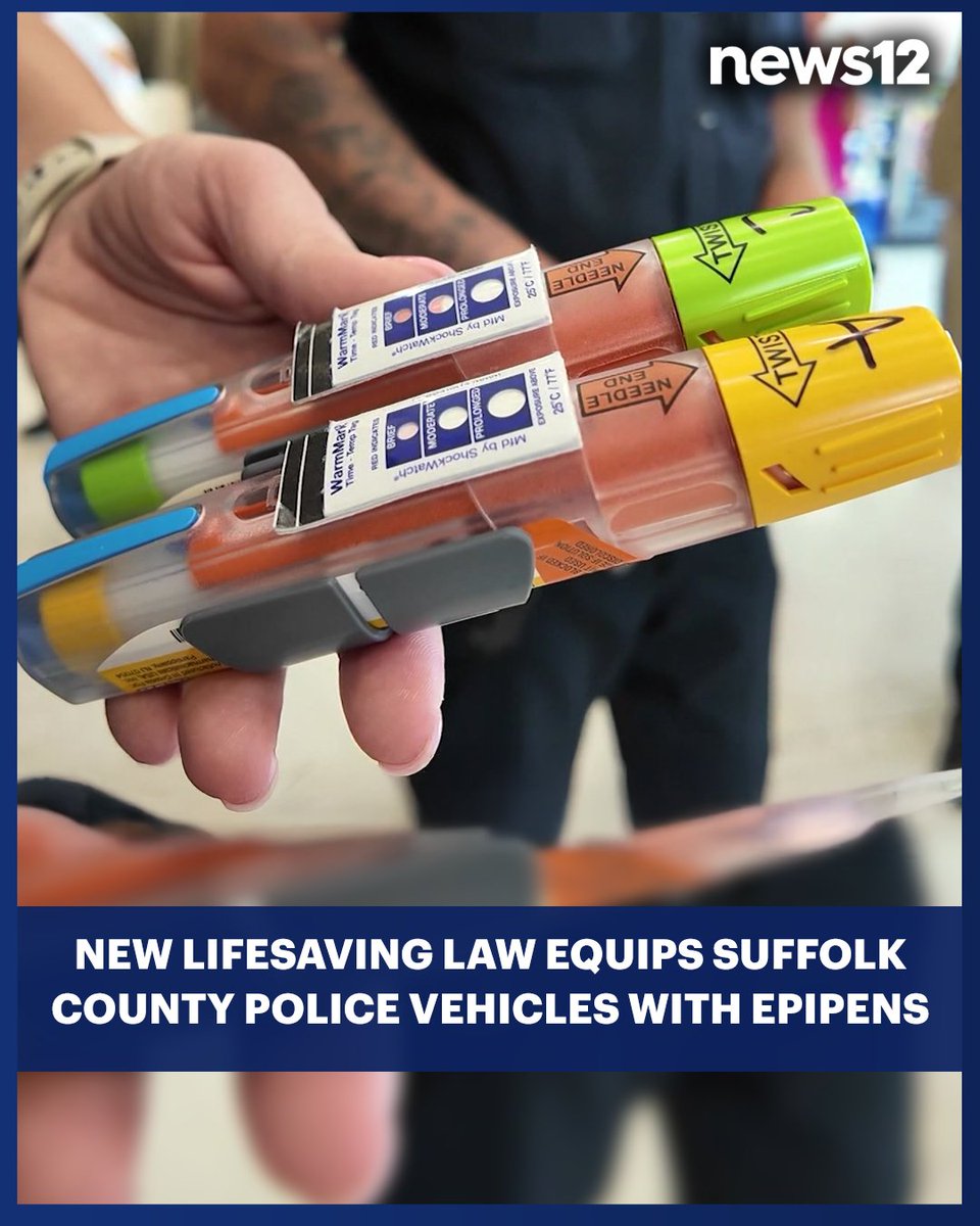 News12LI's tweet image. LIFESAVING ACTIONS: A new law that equips #Suffolk County police vehicles with Epipens is already making a difference. 

READ MORE: bit.ly/4895mTe

#News12LI #Epipen