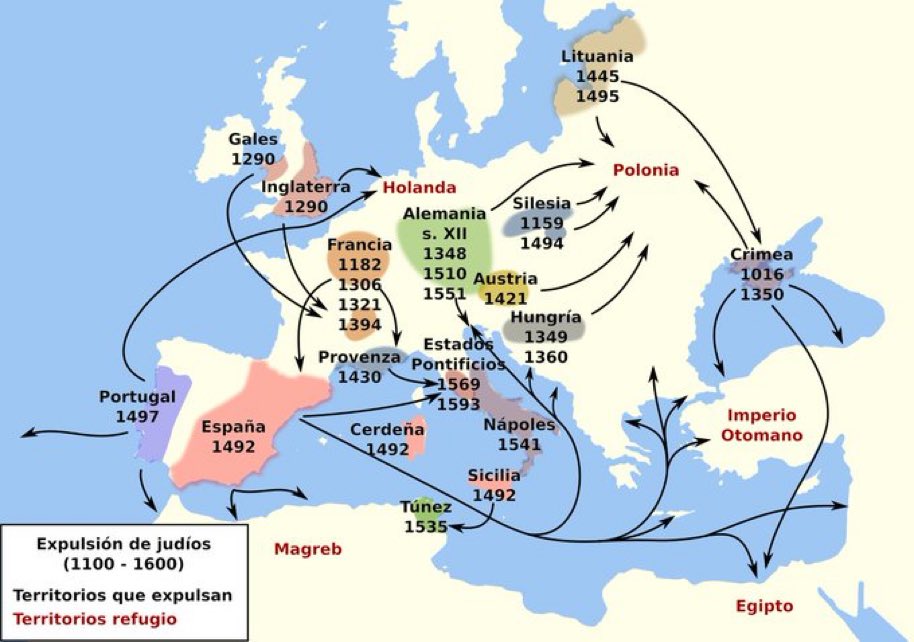 Mapa de lo que decía ayer. La gran hazaña geopolítica del gobierno. Ser los últimos en expulsar judíos en la baja edad media, pero que sea de nuestra madre de quien se acuerden los sionistas para que nos azucen a Marruecos desde el otro lado del Mediterráneo