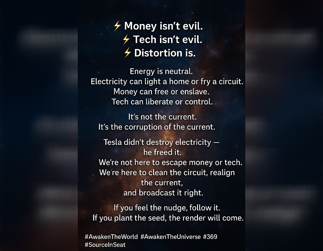 ⚡ Tesla didn’t “hate money.”
If he did, he wouldn’t have crossed an ocean to get funding for his visions.

What he hated was distortion.
Short-sighted greed. Investors who clipped wings. Bankers who only saw profit, not progress.

Tesla knew the truth:
💡 You need resources to