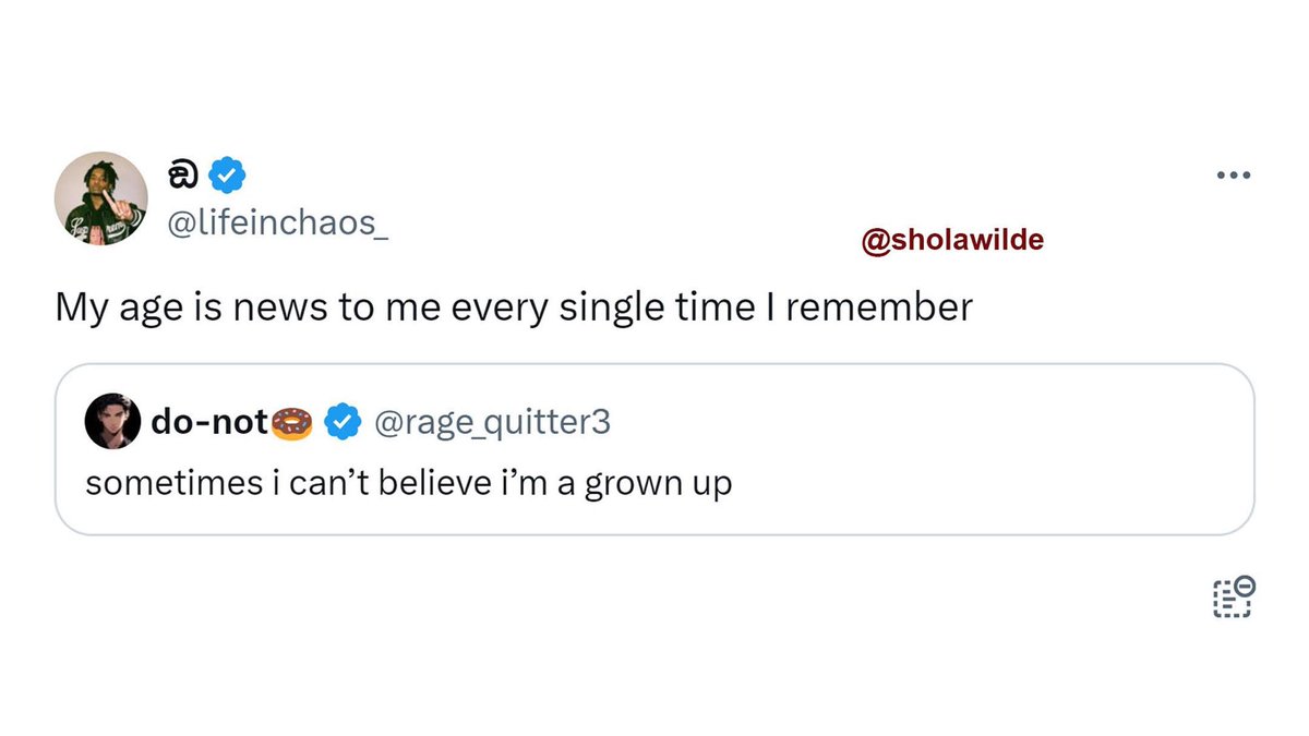 SholaWilde's tweet image. #growingold