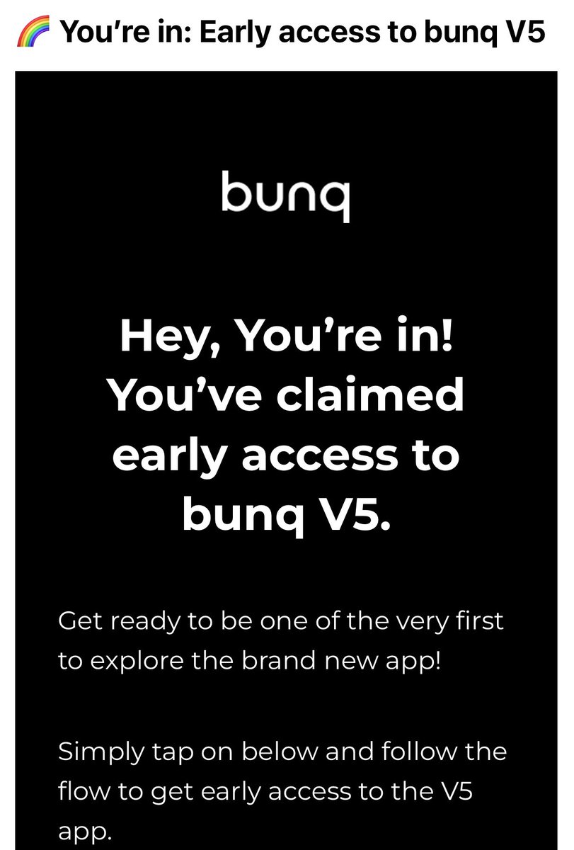 OMG!!! 

I got it!!! 🤩🌈🤩

I’m one of the 1000 bunqers to try V5 update!! 

So excited! 🌈

#bunqupdate29 
#bunq 
#bankOfTheFree 
#TheBestBank 
#bank 
#V5update