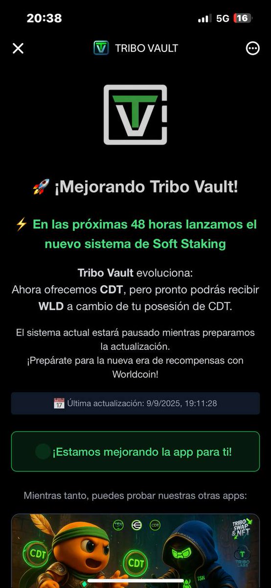 🔥 A historic milestone for the TRIBE!

After 5 months paying out 15M+ CDT in rewards, we take the next big step:
👉 Stake in CDT, earn daily rewards in WLD (Worldcoin).

Why the change?
🔻 CDT rewards were being sold daily → constant price pressure.
✅ Solution: fixed rewards