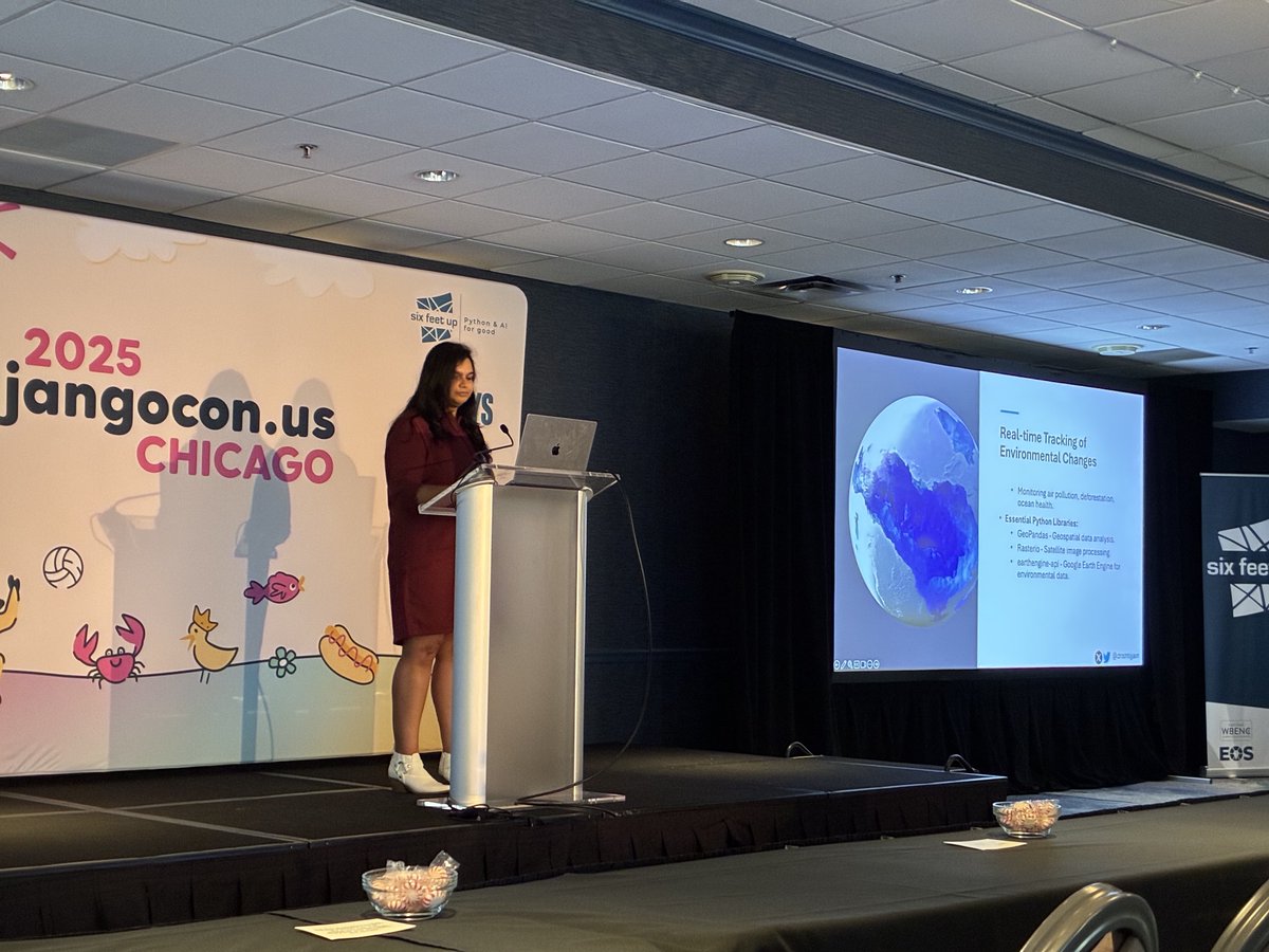 djangoproject's tweet image. At #DjangoCon - @drishtijjain gave an excellent talk about climate modeling tools in #Python. And recommends eco2ai (github.com/sb-ai-lab/Eco2…) to get started estimating projects’ carbon footprint! 🌱 #DjangoConUS