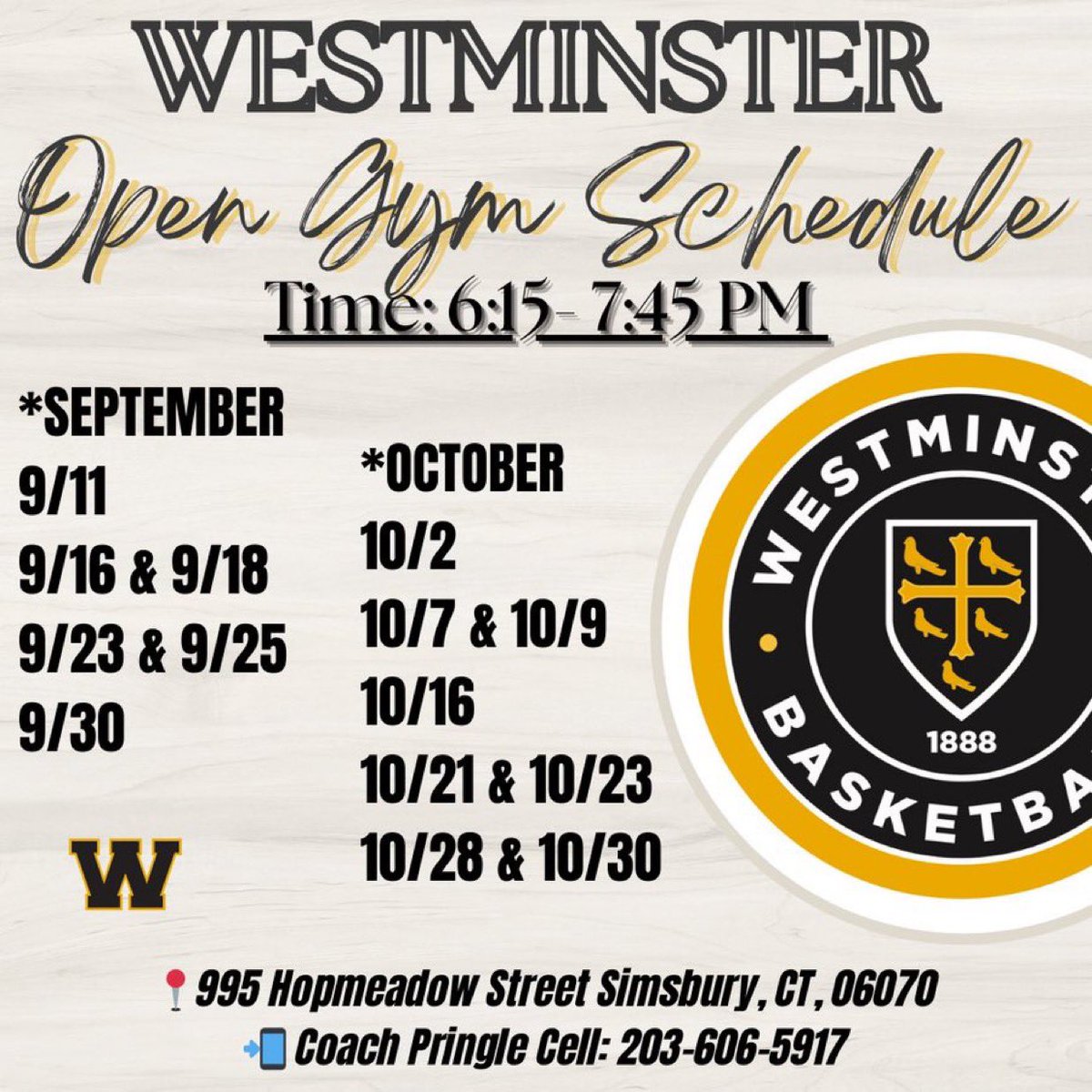 JJ Carter ’26 (Kent School) and Julien Wiggins ’27 (Westminster) both kick off their first open gyms this Thursday. Two Division I prospects who should have plenty of eyes on them.

⏰ Julien: 6:15 – 7:45 @ Westminster 
⏰ JJ: 6:15 – 7:45 @ Kent School

Attached below are there