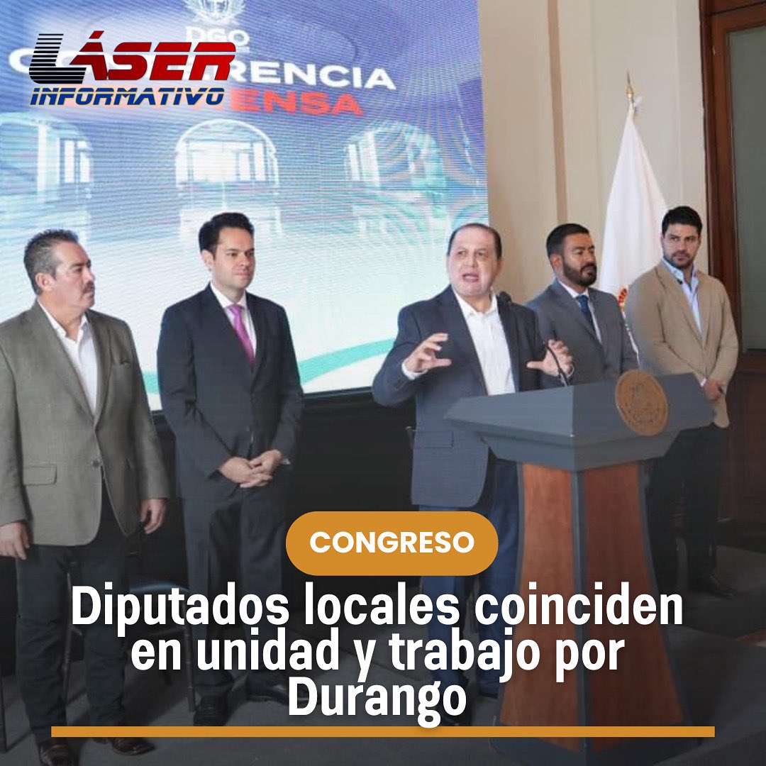Eduardo Serrano (@laloserranoz) on Twitter photo #LaserInformativo
#Congreso|| Diputados locales coinciden en unidad y trabajo por #Durango
• El interés superior de Durango estará siempre por encima de los colores: <a href="/ErnestoAlanisH/">Ernesto Alanis</a> , presidente de la Jugocopo
• Es positivo avanzar en una agenda conjunta: diputados del #LaserInformativo
#Congreso|| Diputados locales coinciden en unidad y trabajo por #Durango
• El interés superior de Durango estará siempre por encima de los colores: <a href="/ErnestoAlanisH/">Ernesto Alanis</a> , presidente de la Jugocopo
• Es positivo avanzar en una agenda conjunta: diputados del