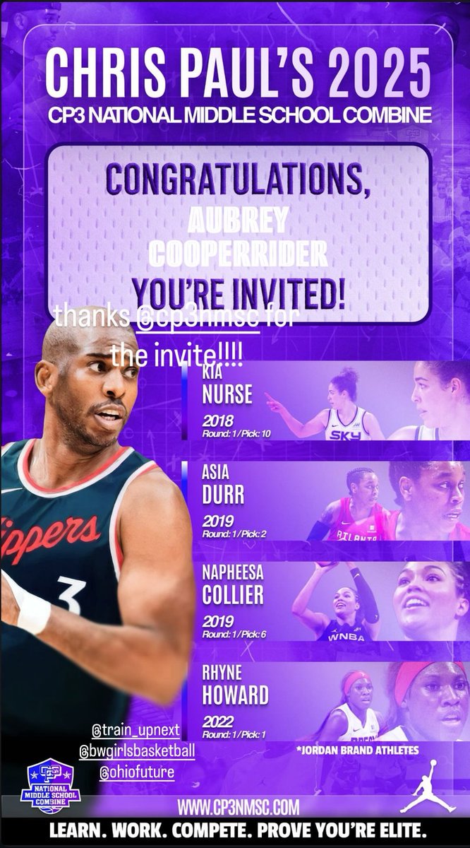 thanks <a href="/CP3NMSC/">Chris Paul's CP3 National Middle School Combine</a> for the invite!!!
<a href="/bignutgirlshoop/">Big Walnut Girls Basketball</a> <a href="/OhioFuture/">Ohio Future</a> <a href="/UpNextTraining/">Up Next Training</a>