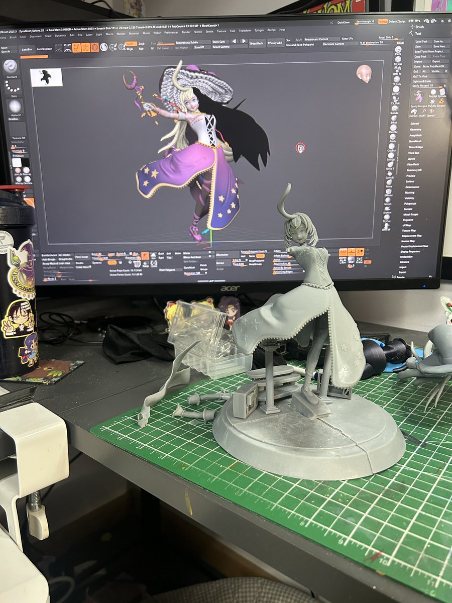 Axelcc3D's tweet photo. Keep seeing this trend with the AI rendering of figures in boxes so here is an actual figure that was actually sculpted by me that I’m getting ready to paint #spellistry #zbrush #vtuber #animefigures #noAI https://t.co/qvvxRG0t4H