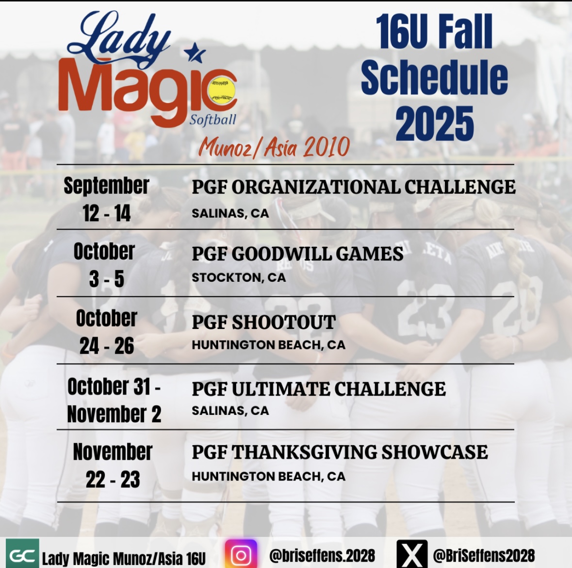 Excited to hit the field this Fall with my new team 🪄#believeinmagic#ladymagic <a href="/LM_Munoz_Asia/">Lady Magic Munoz- Asia</a> 

Come check us out!
<a href="/Coach_Jo_Evans/">Jo Evans</a>
<a href="/VictoriaHayward/">Victoria Hayward, OLY</a>
<a href="/CalPolySoftball/">Cal Poly Softball</a>
<a href="/delanieewisz/">lanie</a>
<a href="/LBSUSoftball/">LBSU Softball</a>
<a href="/rwwagner/">Bill Wagner</a>
<a href="/JustinShults33/">Justin Shults</a>
<a href="/UACoachMurphy/">Patrick Murphy</a>
<a href="/CoachCurly_/">Curly Grimes</a>
<a href="/CoachTylerHeil/">Tyler Heil</a>
<a href="/BethTorina/">Beth Torina</a>