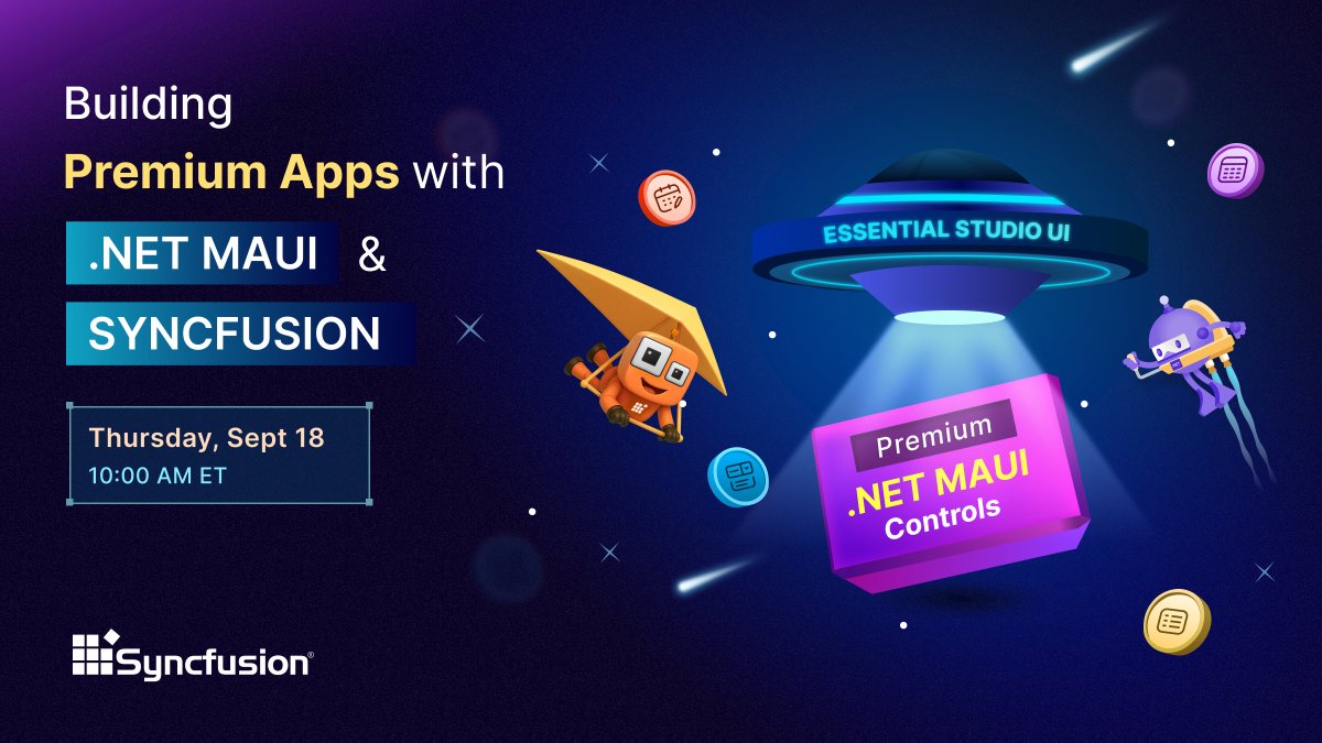 Syncfusion's tweet image. What if your next app could run on desktop, tablet, and laptop, all from a single codebase? That future is closer than you think.

Join David Ortinau, Chief Product Manager at @Microsoft , for a live .NET MAUI webinar and discover:

✨ How to polish your apps with minimal effort…