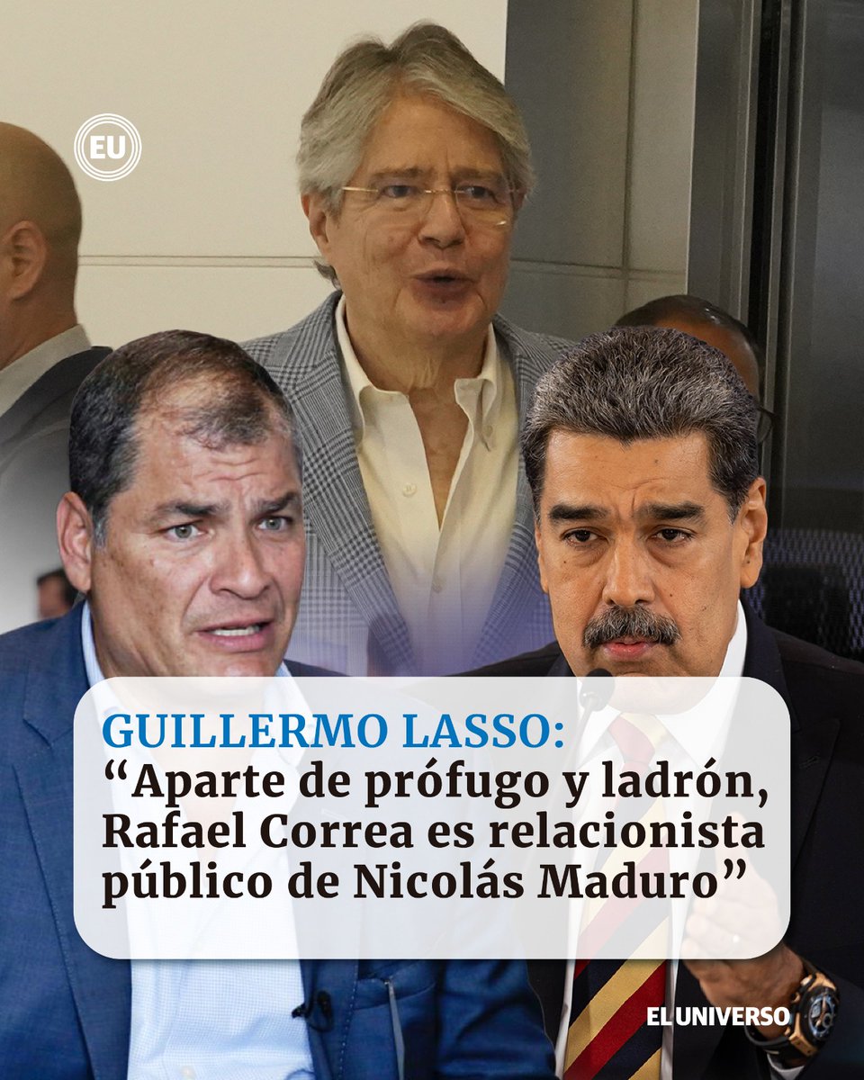 “Increíble que Rafael Correa se haya convertido en lacayo de un narcodictador”, responde Guillermo Lasso ow.ly/Yuug50WUha5