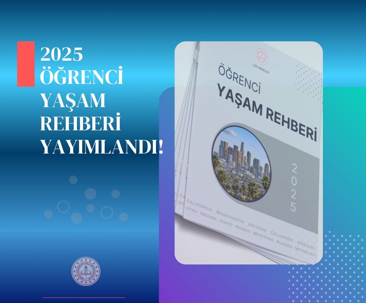 LosAngelesEA's tweet image. Kıymetli öğrencilerimiz,

📘 Sizler için hazırladığımız “Los Angeles Öğrenci Yaşam Rehberi” yayımlamdı. 

🏢 Eğitim Ataşeliğimiz
🎓 Üniversiteler  
📚 Kütüphaneler
🚌 Ulaşım ve bölgeler
📍 Kültürel &amp;amp; tarihi yerler
🩺 Sağlık hizmetleri

losangeles.meb.gov.tr/meb_iys_dosyal…