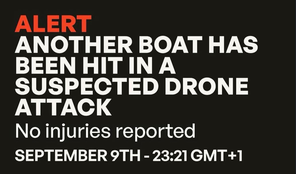 #BREAKING 🇮🇱🇵🇸🇹🇳⚡- Another ship in the 'Sumud' Gaza Flotilla was struck by a drone projectile off the coast of Tunisia