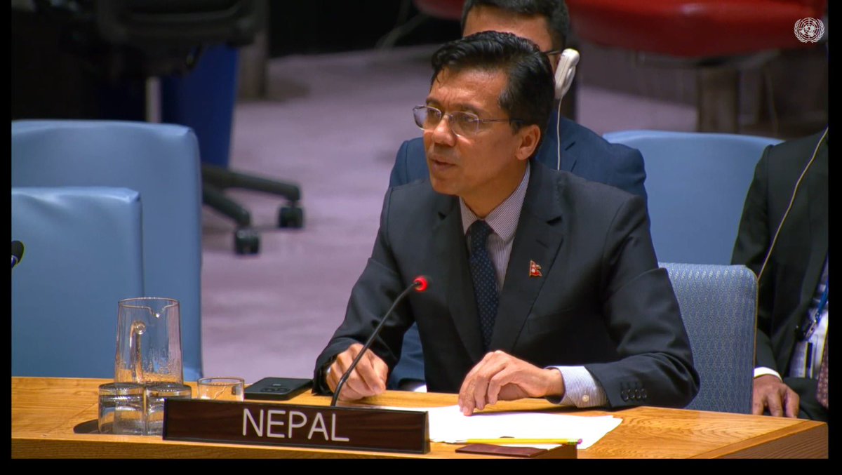 NepalUNNY's tweet image. At the UNSC open debate on the Future of Peace Operations, Amb. @LokThapa2071 emphasized the crucial role of peace operations in protecting civilians &amp;amp; restoring peace. He called for stronger political will, realistic mandates, inclusivity &amp;amp; addressing root causes of conflict.