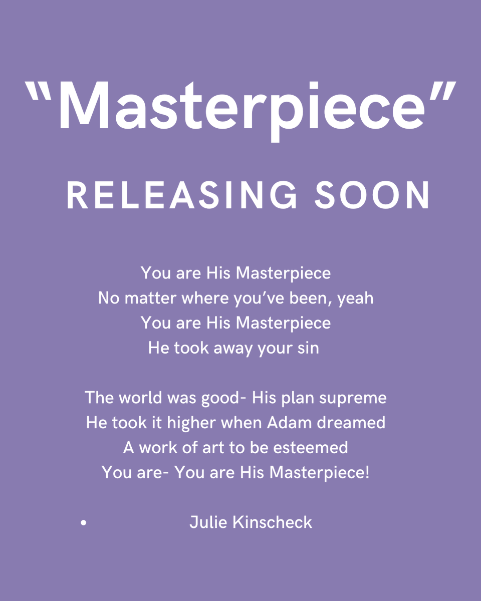 "Masterpiece"  new single by Julie Kinscheck

When God created the world He said it was good- but then He created Eve- You are Hiss Masterpiece, Ladies!
You #Masterpiece #julieksings #Christianmusic #Jazz #Christianartist #jazzsinger