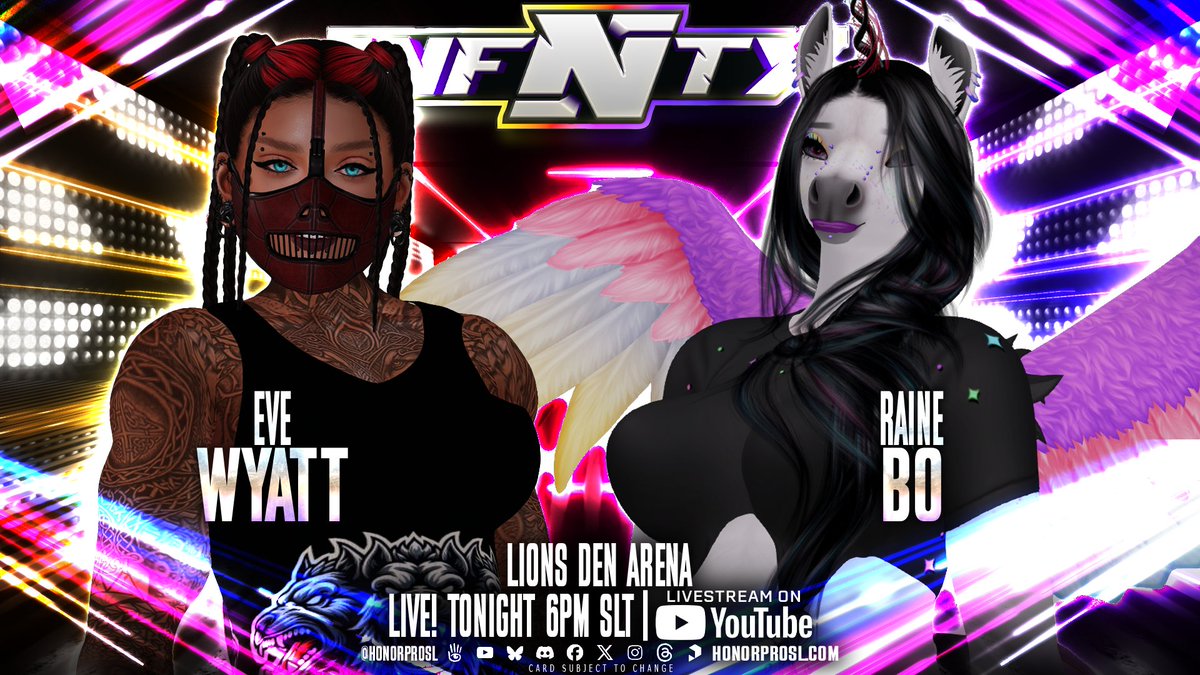 Just 2 hours 'til Infinity’s locking in with a roster that screams mayhem: Can't make it live?Watch it on stream!

Stream: youtube.com/channel/UCyRgB…
Kick: kick.com/serelliacitysl
Facebook: facebook.com/HonorProSL/liv…
Picarto: picarto.tv/SerelliaCity

SLURL: maps.secondlife.com/secondlife/Ser…