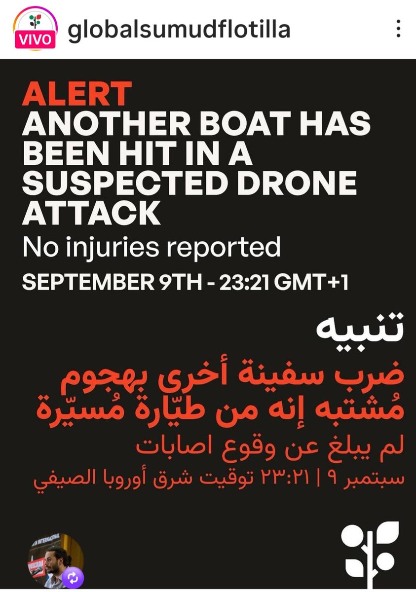 GiordanoGringo's tweet photo. Otro ataque a la @GlobalSumudFlot 
Basta de impunidad!
Que se garantice la seguridad de las embarcaciones con ayuda humanitaria para Gaza!! https://t.co/c1xiy4M4wt
