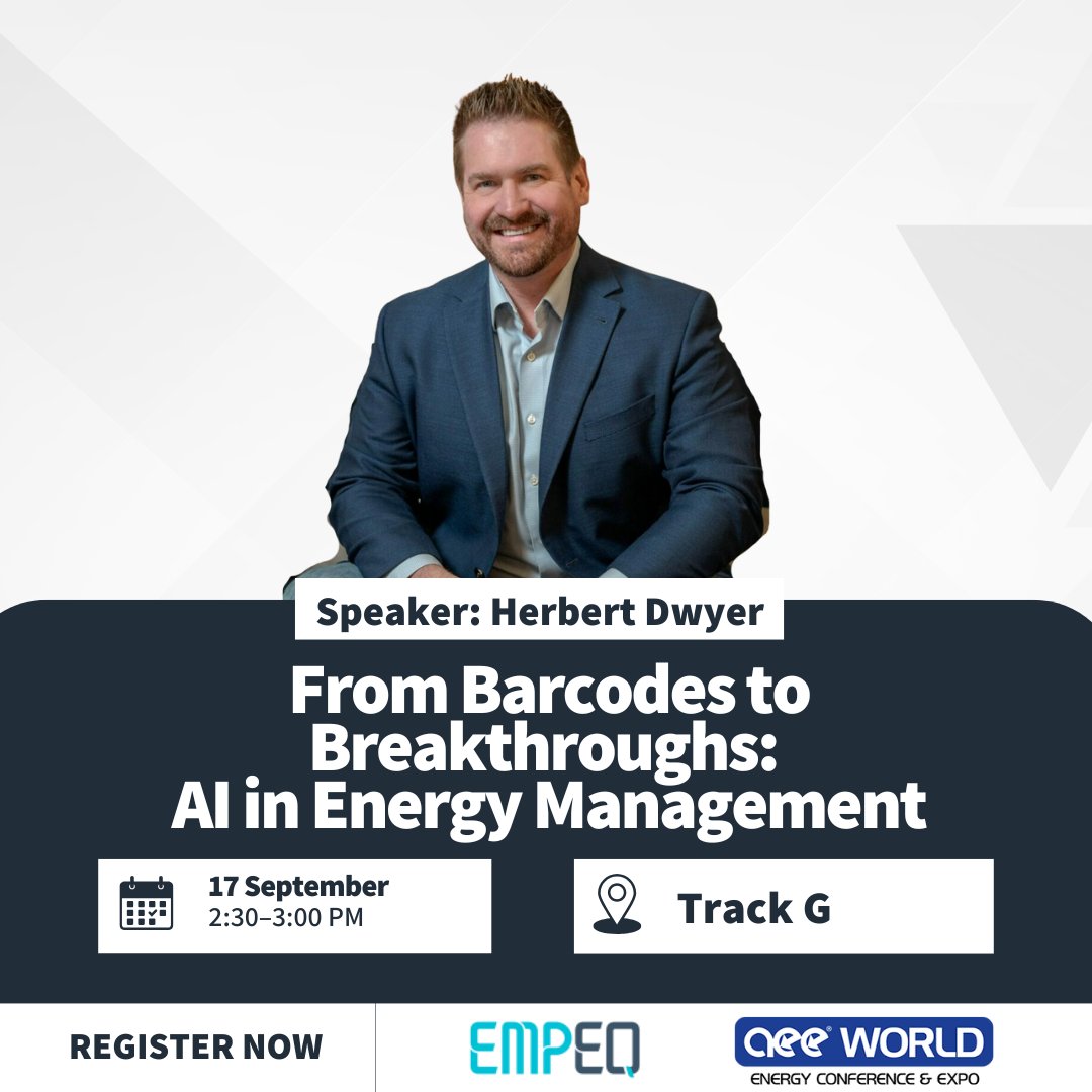 What if you could ditch QR &amp; barcodes for good &amp; track energy assets with AI?

Join <a href="/HerbertDwyer/">Herbert Dwyer</a> at #AEE2025 to explore the future of energy management. 
This is the next big leap for energy tech. You won't want to miss it. 💡

aeeworld.org/speaker/herber…

#AEEWord <a href="/aeecenter/">aeecenter</a>