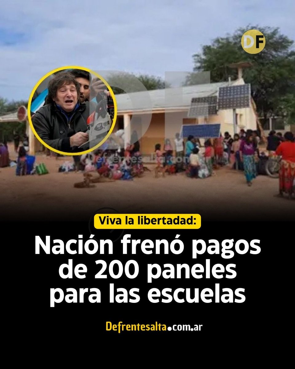 *GRAVÍSIMO MILEI* Suspenden obras de paneles solares en 200 escuelas rurales por falta de pago ⚡
defrentesalta.com.ar/contenido/2714…