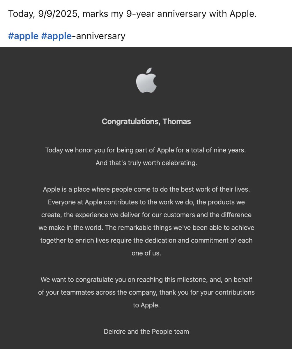 TStocklein's tweet photo. #apple #appleanniversary #swe https://t.co/SEJ6OuwbDU