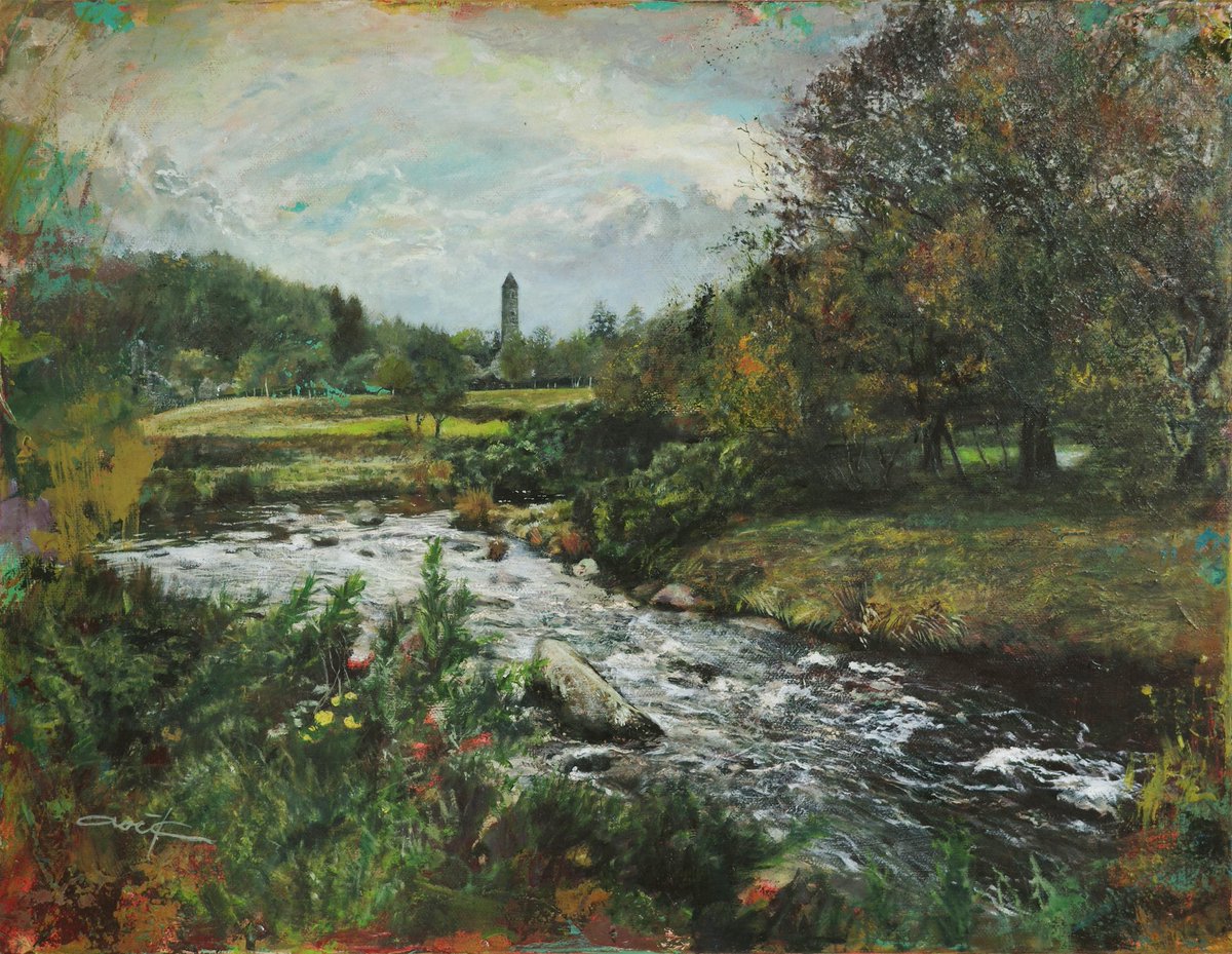 "Glendalough -Too Beautiful to Forget-"

A quiet, cold river flows from the lake. 
In its beauty, I will never return.

Oil on canvas / F6 / 2025