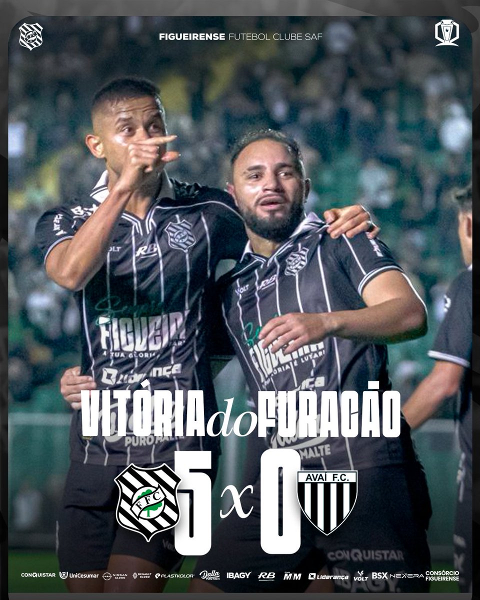VITÓRIAAAAAAAAAAAAAAAAAAAAAAAAAAAAAAAAAAAAAAAAA DO FIGUEIRAAAAAAAAAAAAAAAAAAAAAAAAAAAA! 🏴🏳️
⠀
Com gols de Rafinha Potiguar, Marlyson (3) e Douglas Bacelar, goleamos o Avaí por 5 a 0, no Scarpellão.
⠀
Nosso próximo compromisso será contra o Marcílio Dias, segunda-feira (15), às