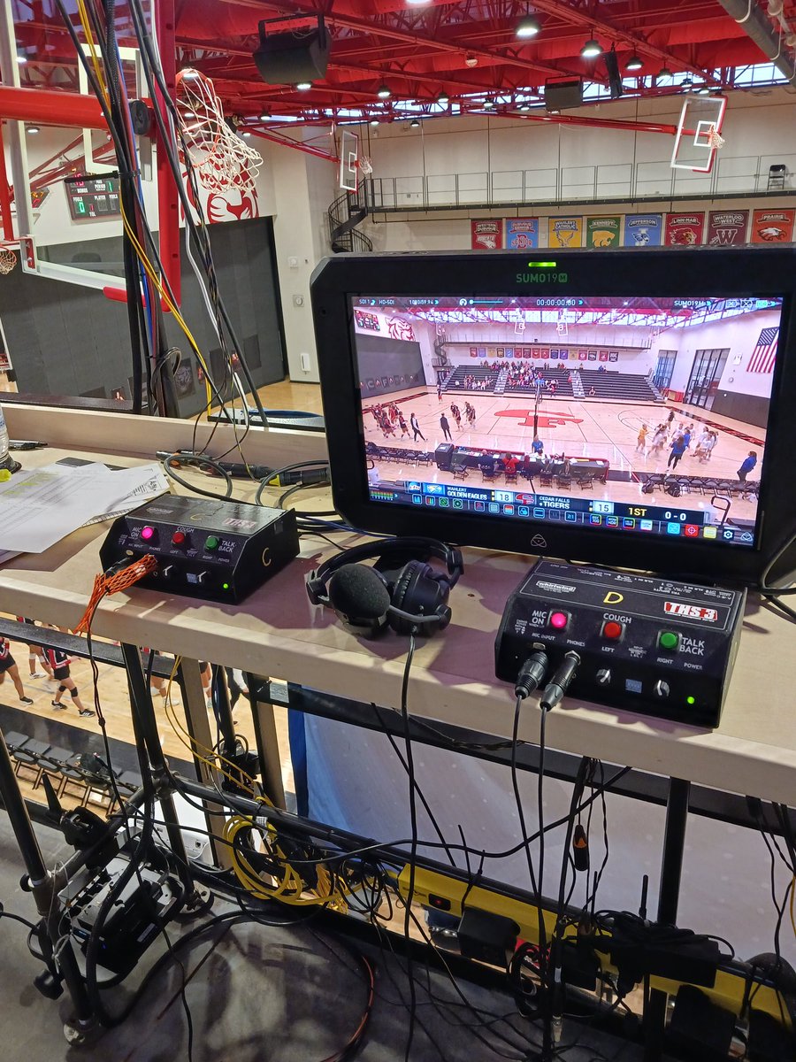 Getting ready to do the call of the 5A #9 Cedar Falls vs. Dubuque Wahlert volleyball match on CFTV.