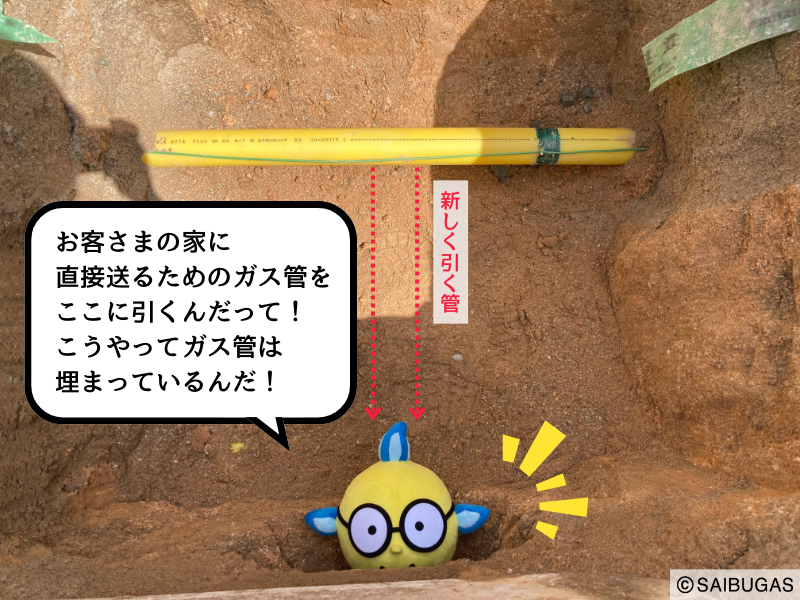 SaibugasGroup's tweet photo. ＼ガスぼうやと知る西部ガスプライド／
今日は福岡市にある福岡供給部の建設グループに遊びに来たよ～!
建設グループでは、道路の下に新しいガス管を埋めたり、古くなったガス管を地震に強いガス管に入れ替えたりする工事の監督をしているよ！👷‍♂️📋
監督のお仕事は、工事の順番や進め方を関係者全員と話したり（工程調整）、工事現場で働いている人の安全を管理したり（安全管理）、ちゃんと決められた通りに工事が行われているかをチェックしたり（品質管理）することなんだって！✨

工事に入る前にはパートナーである工事会社さんと、工事の詳しい内容や現場に隠れている危険が���いかを確認しているんだって！⛑️
また、工事の途中には「工事が安全に行われているかのパトロール」や「工事基準に合っているかの検査」もしているんだ！🚨 ✅
いつも工事会社さんと力をあわせて、工事が安全にスムーズに進むようにしているよ！

建設グループは、ガス工事の『司令塔』として、色んな人の暮らしを支える土台づくりに貢献しているんだねっ✨

#ガスぼうや #西部ガスプライド #プロがほんとにすごいんです