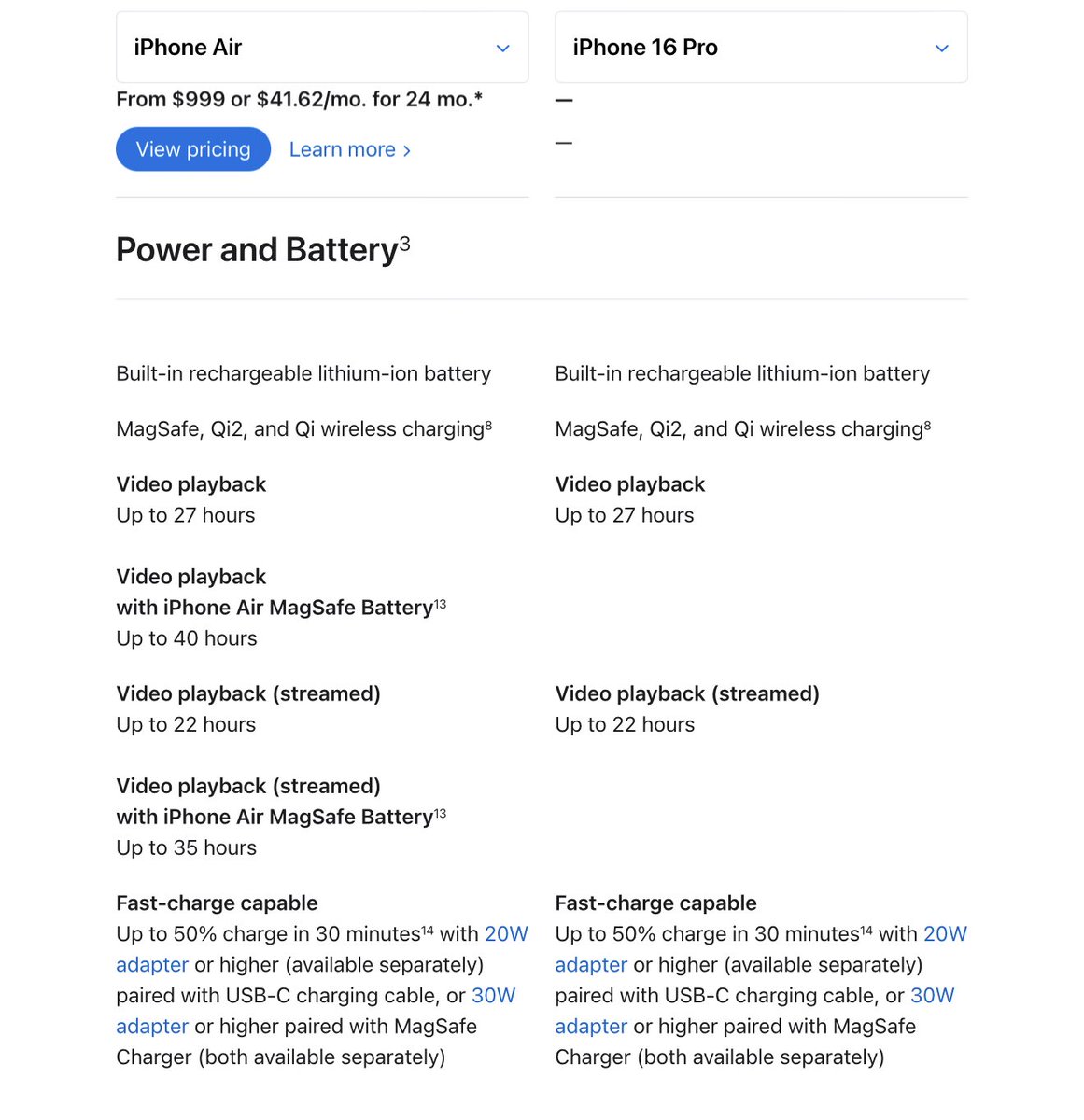 davehanson's tweet image. 3 things about iPhone Air that beat my expectations:
 - Pro chip
 - Battery life same as iPhone 16 Pro
 - Shiny titanium frame