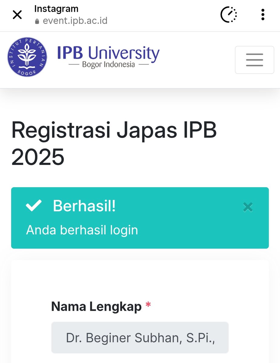 Daftar JAPAS IPB 2025 kgk pake ribet..