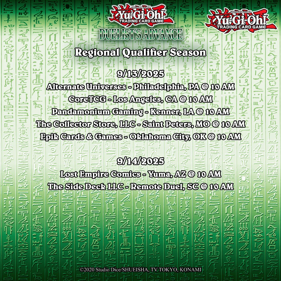 The WCQ Regional Qualifiers for Duelist's Advance are underway this weekend in North America! Compete with top Duelists for exclusive prizes and earn an invite to your region's WCQ 2026. https://t.co/OWCiGshGFv The WCQ Regional Qualifiers for Duelist's Advance are underway this weekend in North America! Compete with top Duelists for exclusive prizes and earn an invite to your region's WCQ 2026. https://t.co/OWCiGshGFv