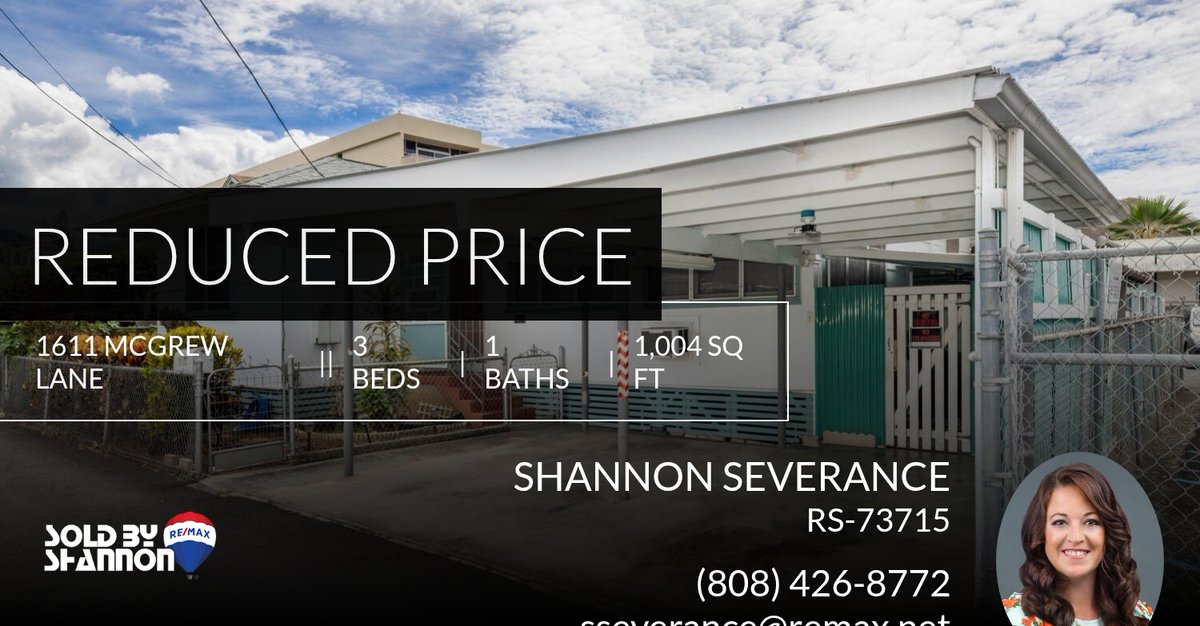 IslandSeverance's tweet photo. 📍 Reduced Price 📍 This recently reduced home at 1611 Mcgrew Lane in Honolulu won't last long, so, don't wait to set up a showing! Reach out here or at (808) 426-8772 for more information!

Shannon Severance https://t.co/Ttn4Op5Cg7 https://t.co/jj2buwlf5N