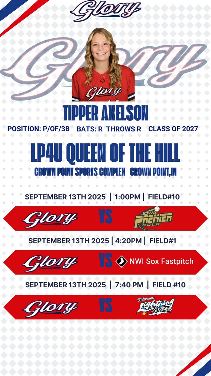 Back in Crown Point, In this weekend!! We would love for you to come check us out!! Our schedule is below!! ⬇️⬇️⬇️

<a href="/SBCoachG/">CoachGleason</a> 
<a href="/NIUSoftball/">NIU Softball</a> 
<a href="/CoachWThees/">Windy Thees</a> 
<a href="/IndStSoftball/">Indiana State Softball</a> 
<a href="/skubuske/">Sara Kubuske</a> 
<a href="/GBPhoenixSB/">Green Bay Softball</a> 
<a href="/NUSBcats/">Northwestern Softball</a> 
<a href="/katedrohan/">Kate Drohan</a> 
<a href="/IlliniSB/">Illinois Softball</a> 
<a href="/TyraPerry13/">Tyra Perry</a> 
<a href="/CoachGill_MSU/">Ashley Gilland</a> 
<a href="/RacersSoftball/">Murray State Softball</a>