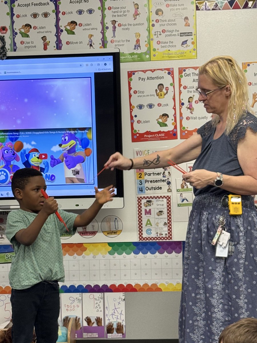 Look at our Pre-K  “Boss of the day” helping count our Days in School and getting his Daily News ready.  <a href="/OLE_Leopards/">Leonard Elementary</a>