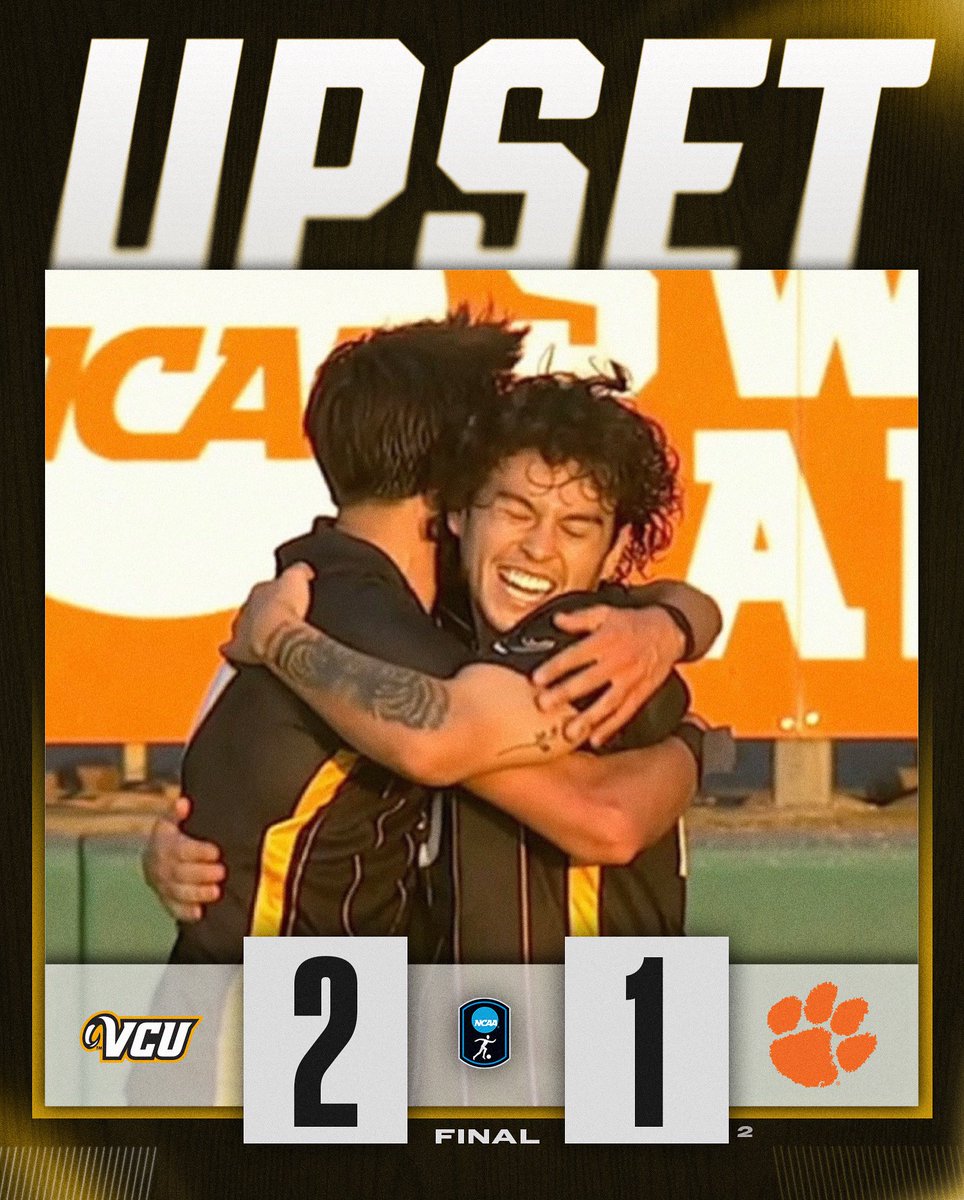 NCAASoccer's tweet photo. Down goes the new No. 2 ‼️👀

VCU defeats Clemson on the road, 2-1.

#NCAASoccer x @VCUMensSoccer https://t.co/injWUePmTf